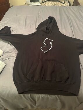 Black New Jersey Outline Pullover Hoodie